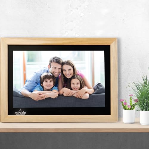 Image of Miracle Digital 12'' HDMI Wooden Hi-Def Digital Photo Frame Premium Mirror Finish,Remote SlideShow,Video Audio,Built in 8GB Memory & 2GB RAM (Light)