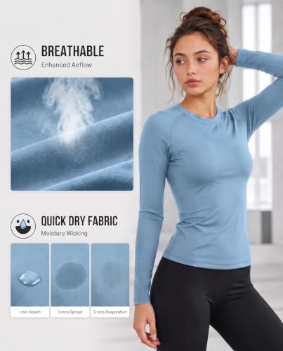 Image of 4 Pack Women's Compression Shirts Long Sleeve Workout Athletic Top