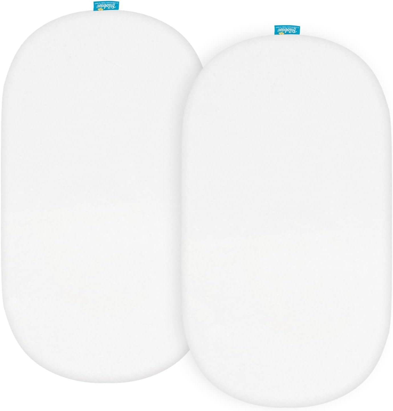 Biloban 100% Cotton Bassinet Sheets Compatible with Halo Bassinest Swivel, Flex, Glide, Premiere & Luxe Series Sleeper, 2 Pack, Ultra Soft Bassinet Sheet for Baby, White