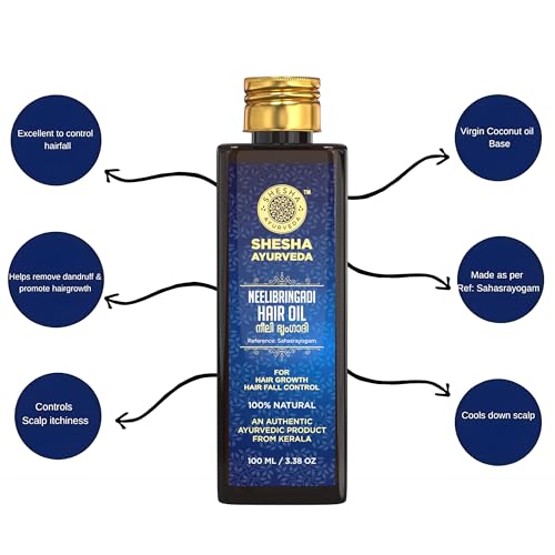Image of SHESHA AYURVEDA Neelibringadi Ayurvedic Hair Oil For Hair Growth And Hair Fall Control From Kerala (100Ml).
