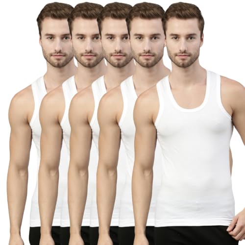 Image of Dixcy Scott Originals Clasz Vest | 100% Combed Cotton | Men's Vest | No-Peep Neckline | Breathable, Sweat Absorbent Vest for Men | Cut Away Back Arm Hole | Innerwear for Man | Pack of 5