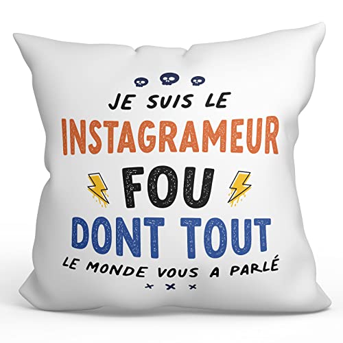 MUGFFINS Cojín 40x40 cm para INSTAGRAMMER Hombre Relleno Incluído - En Francés - Tout le Monde vous a parlé - Regalo Original y Divertido