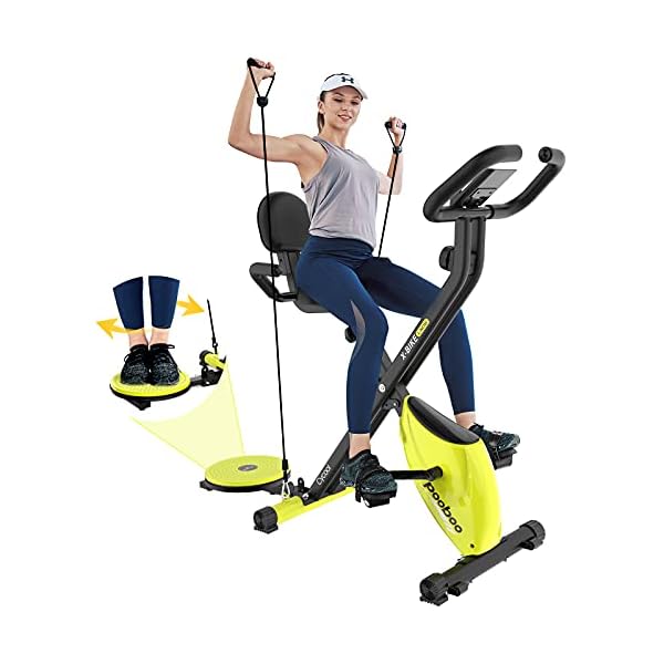 pooboo-Exercise-Bike-Indoor-Cycling-Bike-Magnetic-Stationary-Bike-3-in-1-Flodable-Exercise-Bike-with-Arm-Resistance-Bands-and-Twist-Board-for-Cardio-Fitness-Bikes pooboo Foldable Exercise Bike Indoor Cycling Bike Magnetic Stationary Bikes 3 in 1 Indoor Bike with LCD Display for Home Cardio Bikes
