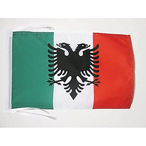 BANDIERA ALBANESI D'ITALIA 45x30cm - BANDIERINA DEGLI ARBERESHE 30 x 45 cm cordicelle - AZ FLAG