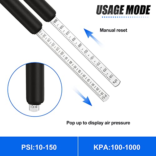 Image of MEANLIN MEASURE Black Double Straight Type Tire Pressure Gauge,Dual Head Air Pressure Gauge 5Pcs,Pressure Range 10-150 Psi(Suitable for Trucks, etc.