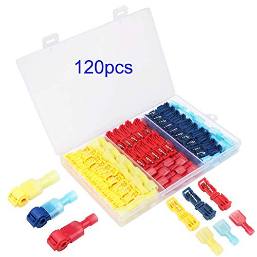 120PCS Connecteur de Fil T-Connector,Electrique,Câble,T-Tap Connecteur Kit Cover