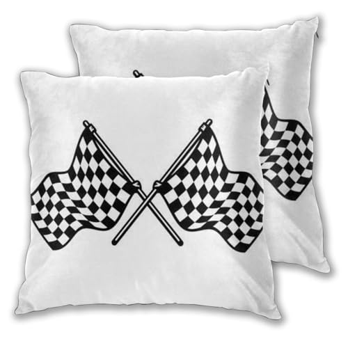 Lot de 2 taies d'oreiller carrées drapeau de course imprimé 60x60 cm