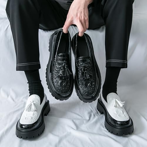 Men's Fashion Tassel Chunky Platform Penny Dress Loafers Luxury Round Toe Slip-On Non-Slip Lug Sole Business Formal Shoes for Daily Work and Casual2
