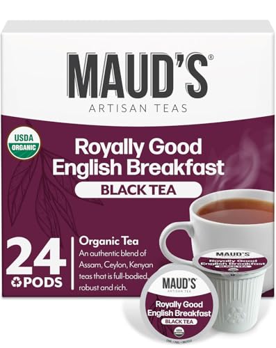 Image of Maud's Organic English Breakfast Black Tea Pods, 24ct | Gourmet Blended Black Tea Leaves in Single Serve Tea Pods - Compatible with Keurig Coffee Makers