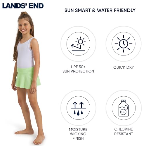Image of Lands' End Girls' Swim UPF 50+ Stretch Waist Attached Bikini Bottom Swim Skirt