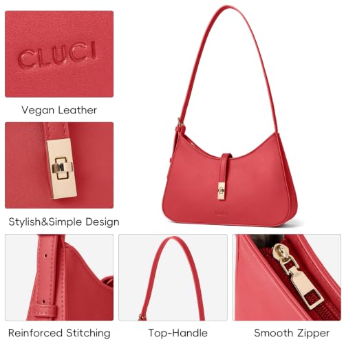 Image of CLUCI Red Shoulder Bag for Women, Small Vegan Leather Purse