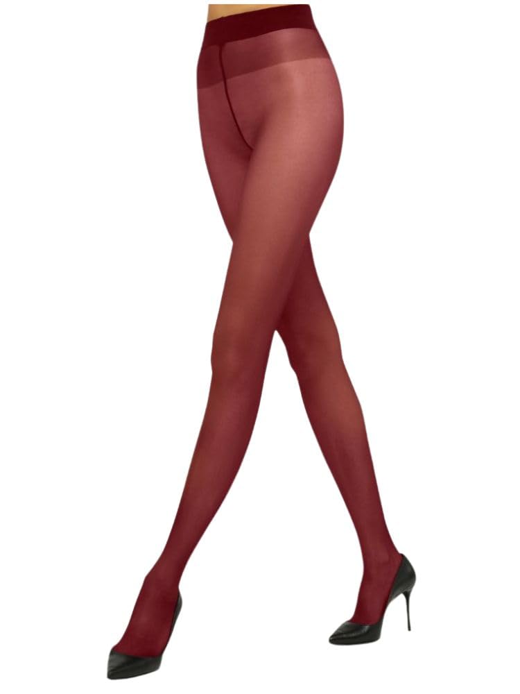 Wolford Satin Touch 20 Denier Tights For Women Soft Satin Feel Sheer Hosiery Extra-Wide Waistband Perfect for Any Occasion, Soft Cherry, L