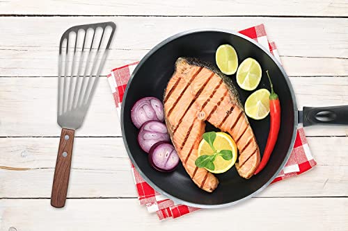 Maine Man Espátula de peixe com lâmina angular ranhurada, aço inoxidável 18/8, 28,5 cm