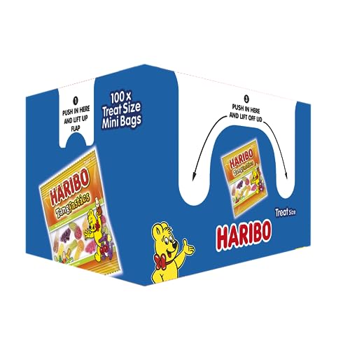 Haribo Tangfastics Sour Sweets Mini Bags, 16g x 100 packs