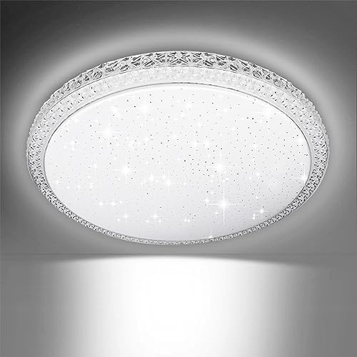 EXTRASTAR 18W LED Ceiling Light, 1950LM, 123W Equivalent, 6500K Daylight Glaze Star Point Style Round Modern Ceiling Lights for Living Room, Bedroom, Kitchen, Balcony, Office and More, Ø 320mm