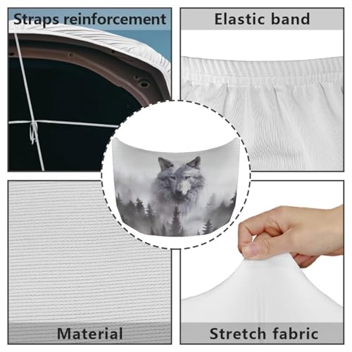 Image of Wolf Car Hood Cover, Car Bonnet Banner, Universal Fit, Elastic Polyester, Stretchable, Waterproof Automotive Hood Covers,Car Accessories