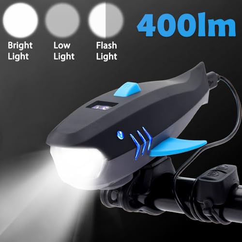 Bike Horn with Light, 120dB Electric Bicycle Bell & 400LM