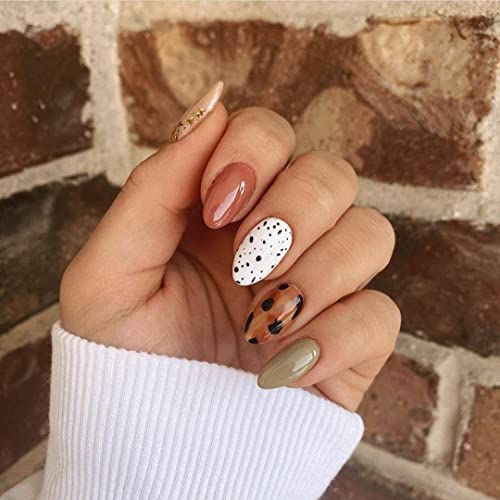 KLOSS BEAUTY Customized PERFECT FALLNails – Set of 10 hand painted Gel finished UV treated Press-On Nails,Salon like nails at home (Almond, S)