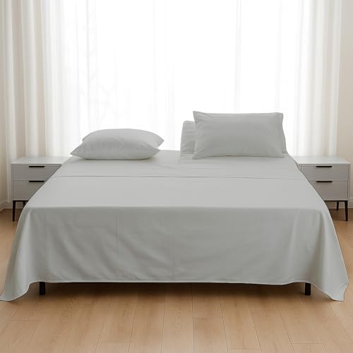 Flex Head King Sheets for Sleep Number Bed - Ultra Soft 4 Piece Microfiber Flex Top King Sheet Set with 34" Top Split, Fits Mattresses up to 15" Deep, Light Grey
