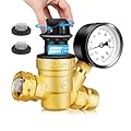 Gociean Upgraded RV Water Pressure Regulator with Gauge, Brass Lead-Free Water Pressure Regulator for RV Camper with 2 Inlet Filters