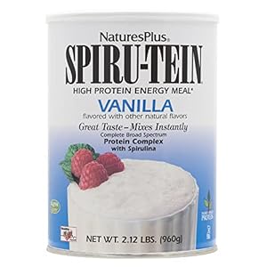 NaturesPlus SPIRU-TEIN, Vanilla – 2.12 lbs – Spirulina Protein Powder – Vitamins & Minerals for Energy – Vegetarian, Gluten Free – 32 Servings