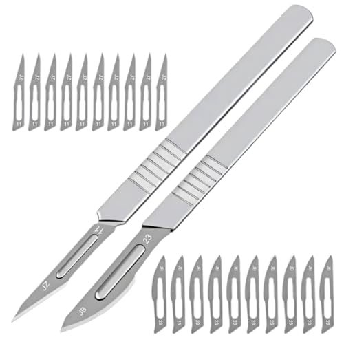 VYIBPDY 2pcs couteau à painavec 20pcs Acier Inoxydable Lames lame boulanger coupe pate Outil de Notation du Pain Couteau à baguette pour DIY Graver des Motifs de Pain,Pâte