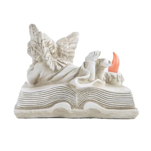 Statuette ange gardien avec bougie funéraire LED pour décoration extérieure