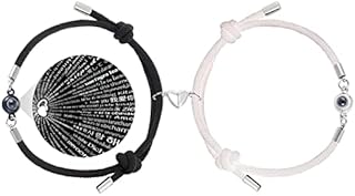 Matching Bracelets for Couples, Couple Bracelets Magnetic Relationship Bracelet Couple Gifts for Boyfriend Girlfriend Him Her, 2 PCS Love Bracelets Projection Bracelet with 100 Kinds of Languages