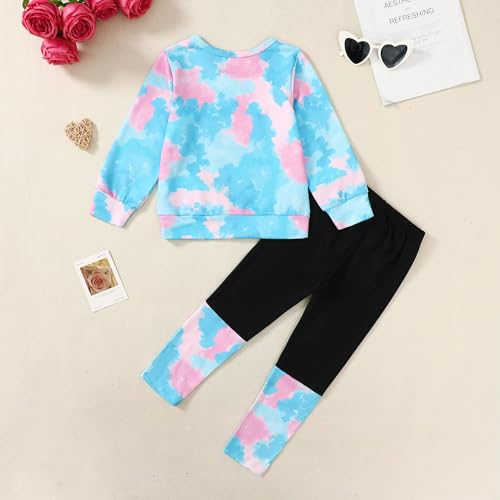 Image of Girls Clothes,Girls Fall Clothes Tie Dye Sweatshirt and Spliced Sweatpants 2pcs Girls Clothing Set 5-14t