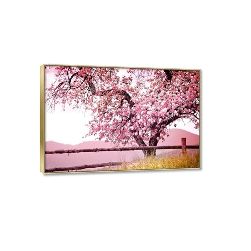 Peinture sur toile de forêt violette 20x30 cm avec cadre doré pour salon