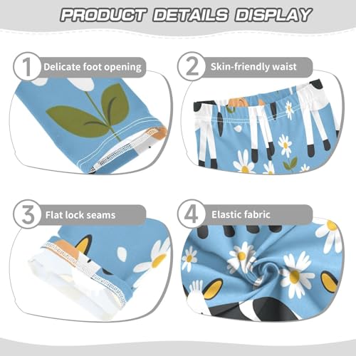 Toddler Girls Leggings Printed Yoga Pants Leggings White Daisy Cow for Kids3