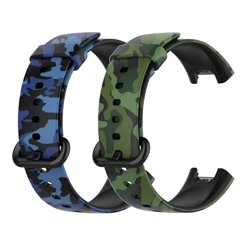 Image of YODI (Pack 2 Soft Silicone With Metal Buckal Classic Strap Bands for Redmi Watch 2 Lite /Redmi GPS Smart Watch Only, Comfort and Flexible Straps for Men Women and Kids (ARMY-BLUE /GREEN)
