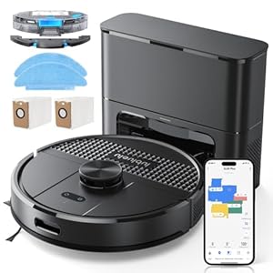 Lubluelu Saugroboter mit Absaugstation 3-in-1, 4500Pa Staubsauger Roboter mit Wischfunktion, Roboterstaubsauger mit Lasernavigation, App Steuerung, 24 No-Go Zonen für Tierhaare, Teppich (SL68 Plus)