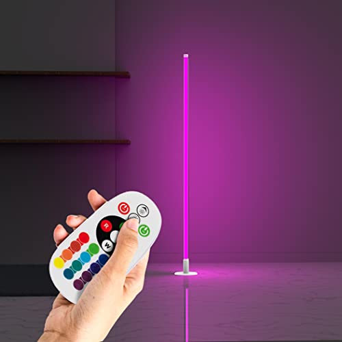 Vodesen Led Corner Lamp Lighting - Dimmable Smart Modern Rgb Floor Light With App & Voice Control And Remote - White Tripod Modern Corner Ambient Lighting For Living Room, Bedroom & Office - 57"X6"X6" #TOP29