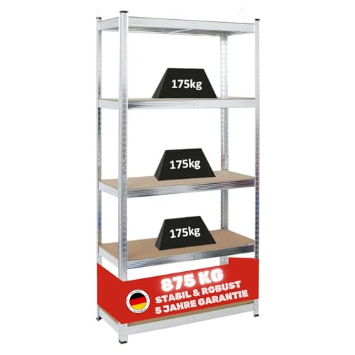 PROREGAL Kellerregal Gorilla | HxBxT 180x90x40cm | Fachlast 175kg | Verzinkt | Garagenregal Schwerlastregal Werkstattregal Lagerregal Steckregal PROREGAL Kellerregal Gorilla | HxBxT 180x90x40cm | Fachlast 175kg | Verzinkt | Garagenregal Schwerlastregal Werkstattregal Lagerregal Steckregal