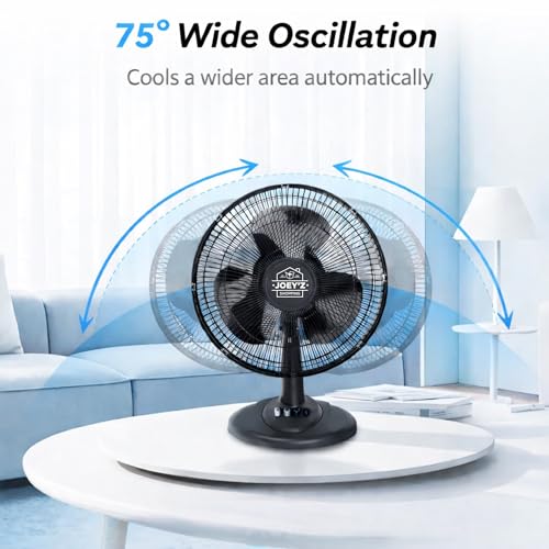 JOEY'Z 12" Oscillating Fan - Table Fan with Adjustable Tilt, Quiet, 3 Speed by JOEY'Z - Used condition - Image 3