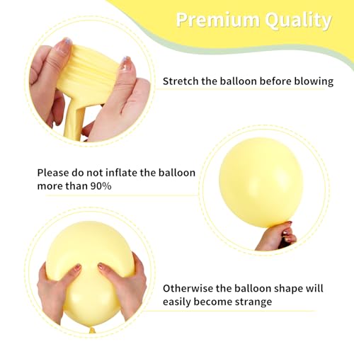 Image of RUBFAC Sage Green Dusty Blue Yellow Balloons, Party Balloon Pastel Yellow for Theme Baby Shower Decorations Birthday Wedding Party Supplies, 65pcs 12 Inches