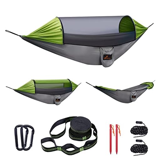 Camping Hammock, Sportneer Hammock with Mosquito Net 118" x 71" Portable 2 Person Hammock Lightweight Hammocks Tent with Tree Straps for Backpacking Hiking Backyard Camping Outdoor