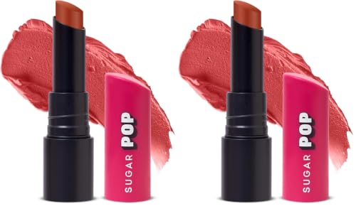 Image of SUGAR POP Ultrastay Transferproof Lipstick | 100% Transferproof | Waterproof Matte Lipstick | Vitamin E | 4 gm - 06 Autumn Amber (Pack of 2)
