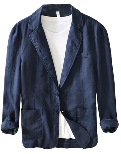 Men's Suit Blazer Linen Notch Lapel Two Button Daily Party Coat Homecoming