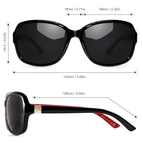 Image of SIPHEW Polarized Sunglasses for Women | Vintage Square Sunglasses w UV400 Protection | Womens Wraparound Shade