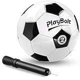 PlayBolt Soccer Ball Size 2 - Official Size Soccer Balls with Pump in Classic Black and White for Kids Youth & Toddler Sports, Indoor & Outdoor (Pack of 1)