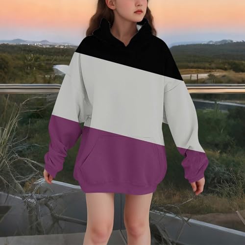 DDAPJ pyju Girls Oversized Hoodies Fall Trendy Colorblock Hooded Pullover Kids Casual Comfy Sweatshirt with Pocket 3-14 Years2