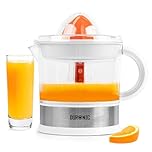 Duronic Electric Citrus Juicer JE407 WE Fresh Orange Squeezer Citrus Press for Lemons, Oranges, Grapefruits, Cold Press for Healthy Juices with 2 Cones & Pulp Filter