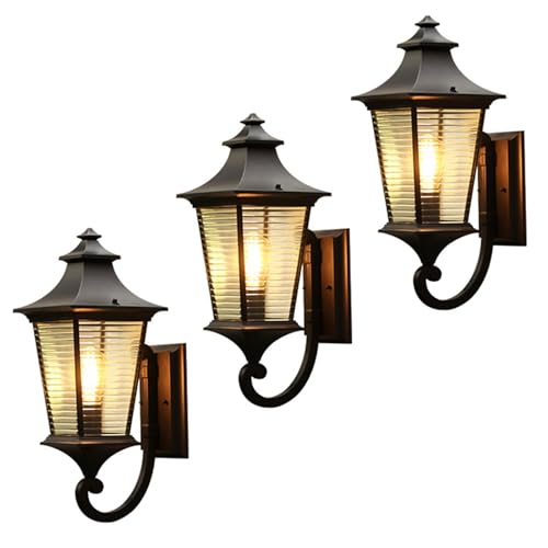 Aplique de Pared Retro de Aluminio para Exteriores, Resistente al Agua IP55, para Villa, Patio, Luces de Cristal