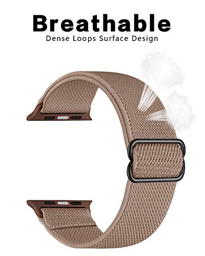 Image of AMANECER Stretchy Nylon Bands Compatible with Apple Watch Ultra 3 /2 /1 SE 11 /10 /9 /8 /7 /6 /5 /4, Adjustable Braided Elastic Sport Loop Rugged Strap for iWatch Women Men (Walnut Saddle Brown, 44 /45 /46 /49MM)