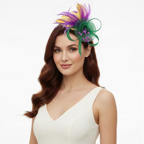 Image of DRESHOW Fascinators Hats for Women Tea Party Fascinator Hats Vintage 50s Headwear Cocktail Wedding Church Derby Hat
