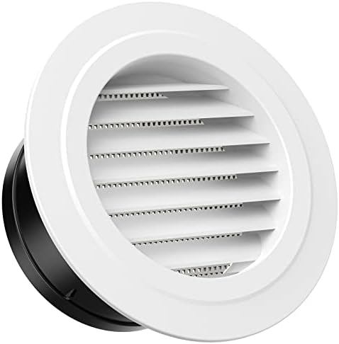 HG Power 6 Inch Round Air Vent, ABS Louver Grille Cover with Built-in Screen Mesh, White Soffit Vent for Bathroom Office Kitchen Ventilation - Opening Size 5.66"