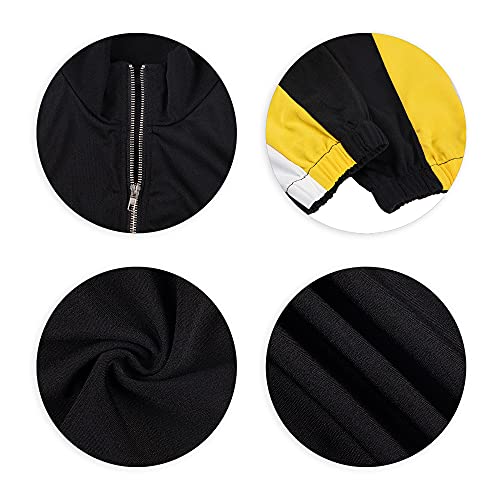 Eosiedur Women 2 Piece Outfits Tracksuit Jumpsuits Lightweight Windbreaker Pullover Jacket Crop Top Pants Sets Black Medium 4-6 #TOP5