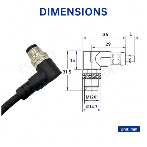 Cable M12 A codificado de 4 pines macho elimina fallos de señal en PLC 2 metros 2